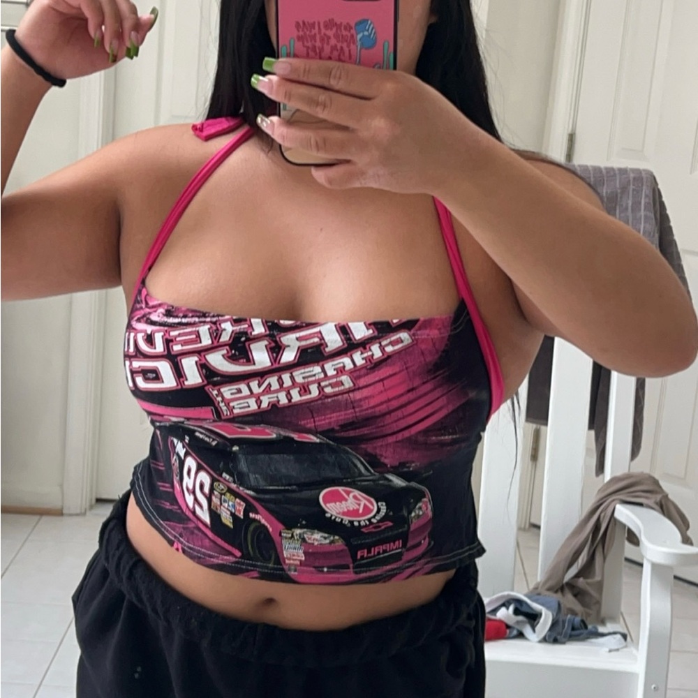 Vintage nascar dale jr pink halter top